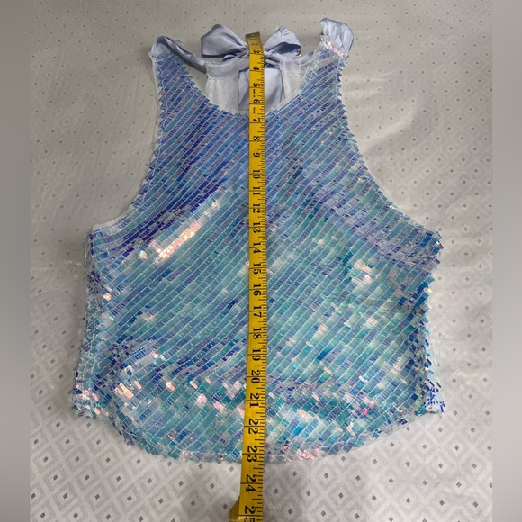 NEW FREE PEOPLE INTIMATELY DISCO FEVER SEQUIN AQUA PINK CAMI TOP MEDIUM - Picture 13 of 13